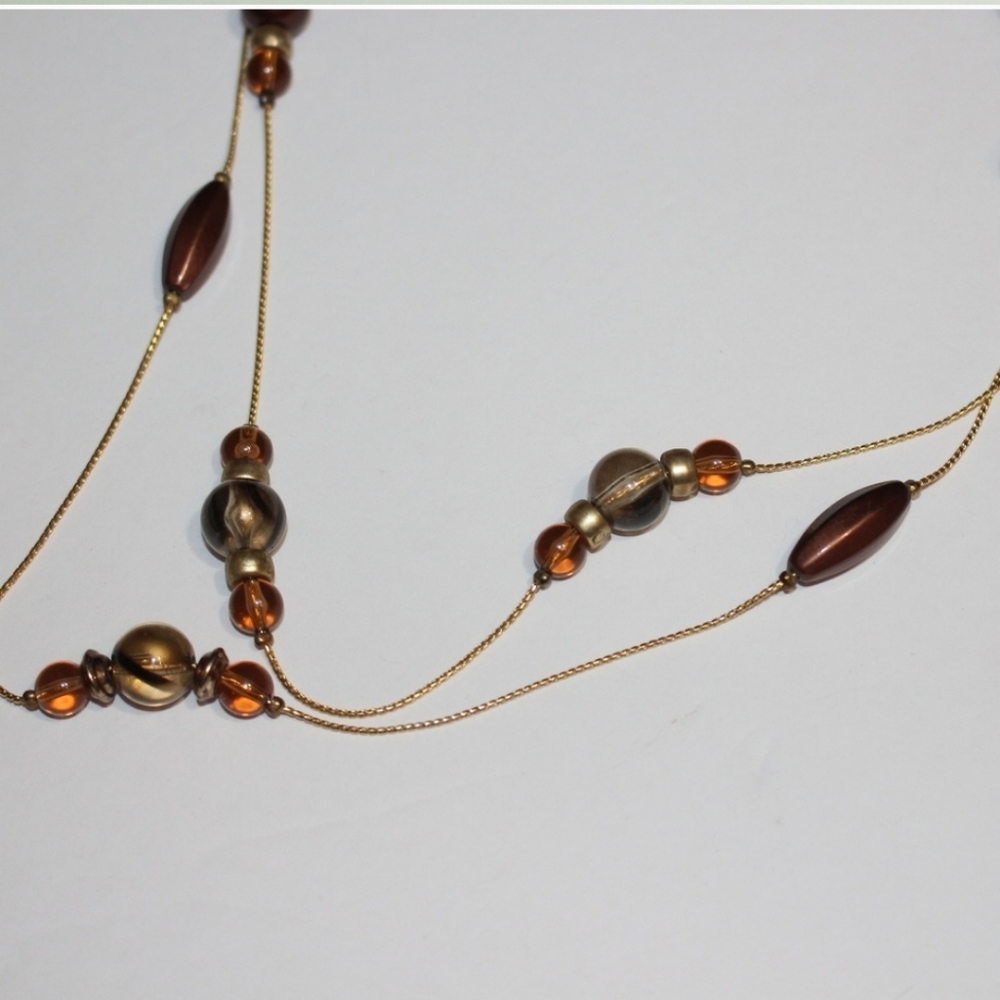 Beautiful gold and beaded double layered necklace 30"
